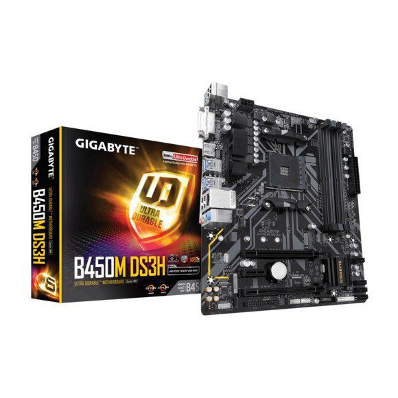 Gigabyte B450M DS3H AMD B450 Ultra Durable Motherboard with Realtek® GbE LAN with cFosSpeed, PCIe Gen3 x4 M.2, 7-colors RGB LED Strips Support, Anti-Sulfur Resistor, CEC 2019 ready