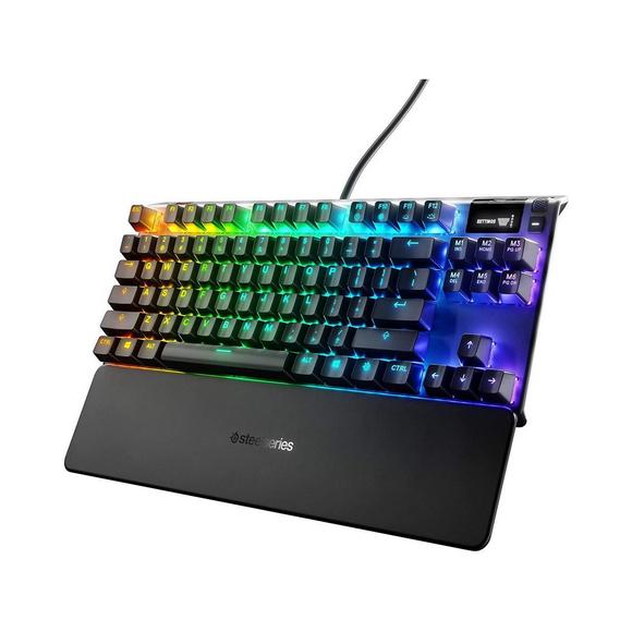 SteelSeries Apex 7 TKL Compact Mechanical Gaming Keyboard OLED Smart Display USB Passthrough and Media Controls Tactile and Clicky RGB Backlit (Red Switch)