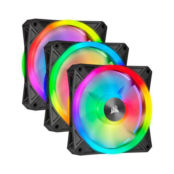 CORSAIR iCUE QL120 RGB 120mm PWM with Lighting Node CORE Triple Fan