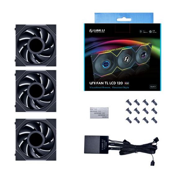 Lian Li Fans:Tl Lcd 120 3X Bk
