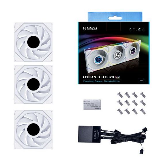 Lian Li Fans:Tl Lcd 120 3X Wh