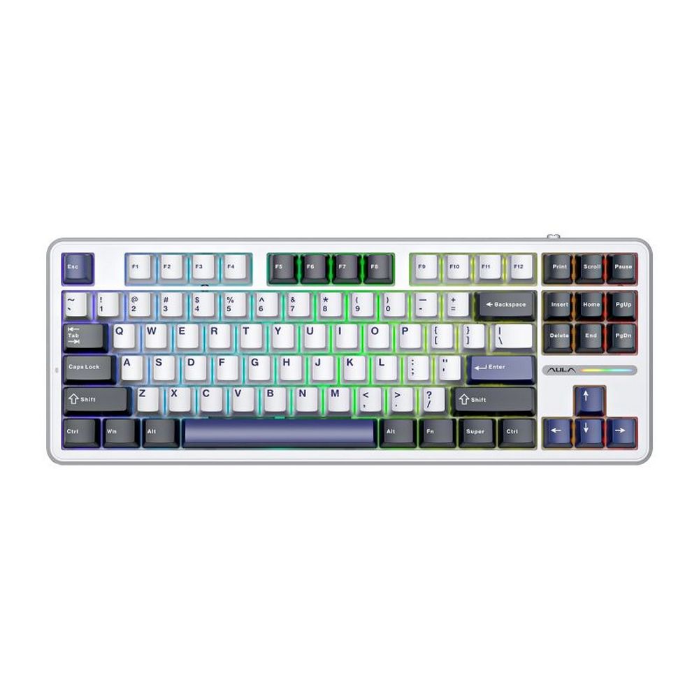 AULA F87 Gasket Mechanical Keyboard Wireless Tri-Mode (BT/2.4G/Wired), Gasket Structure, Fully Hot-Swappable Keys, 80% Layout, Ideal for Gaming, Esports, and Office Use