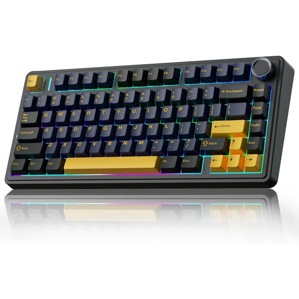 AULA F75 Gasket Wireless Mechanical Keyboard 75% Gasket Structure & Hot-Swap Functionality Black Dark Blue Orange - Thunder Black, Reaper Switchs (NEW AULA STOCK)