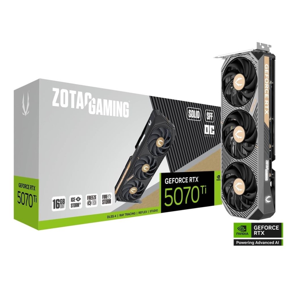 ZOTAC GAMING GeForce SOLID SFF OC RTX 5070 Ti 16GB 256-Bit GDDR7 DLSS 4.0 PIC-Express 5.0 Graphics Card (Open Box)