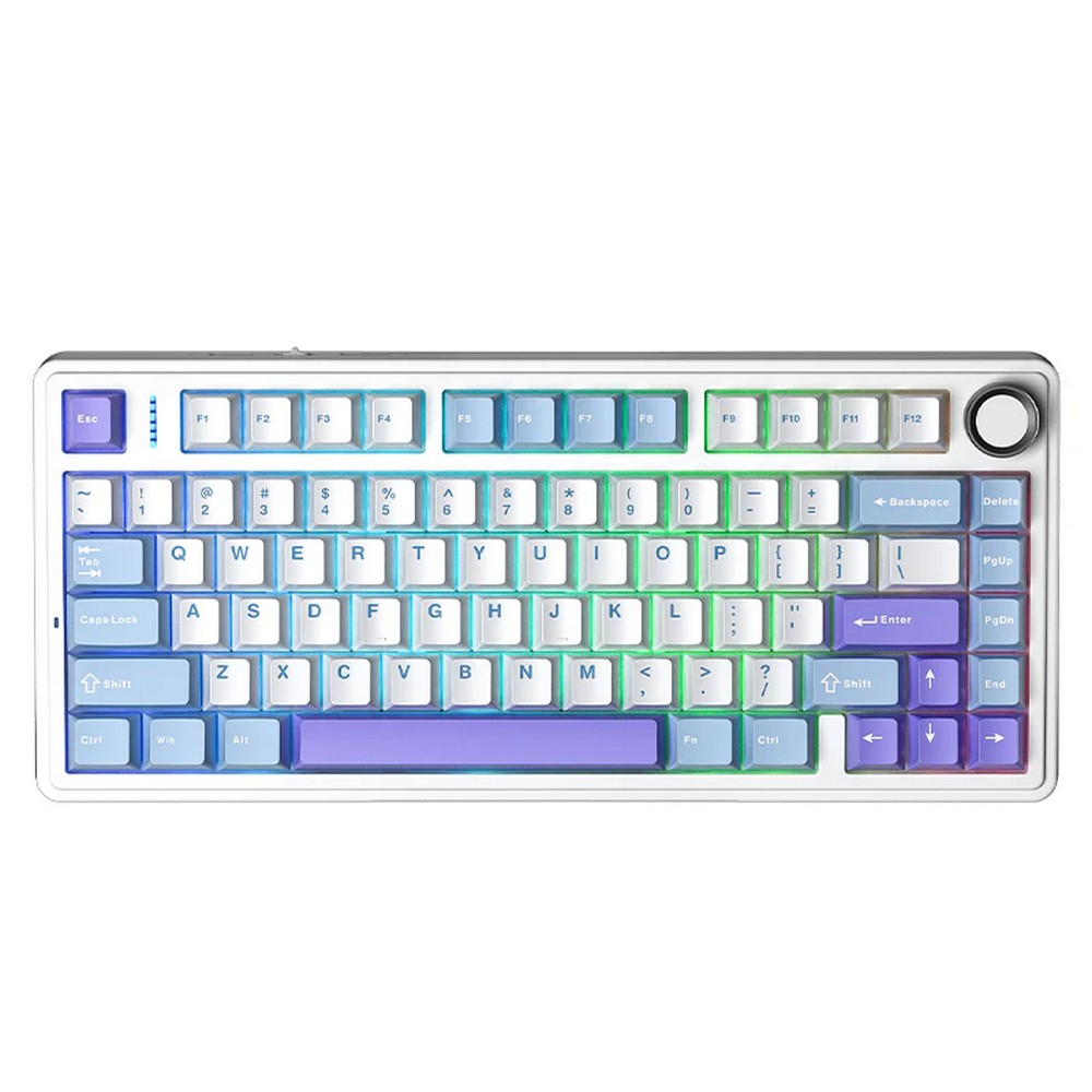 AULA F75 Gasket Mechanical Keyboard White Blue Purple Star Vector Switches
