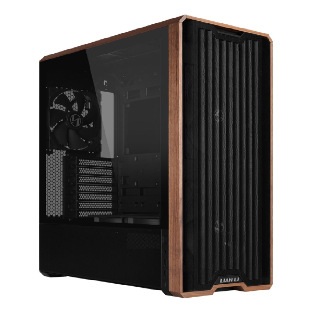 Lian Li LANCOOL 217 Genuine Walnut Wood Computer Case – Black