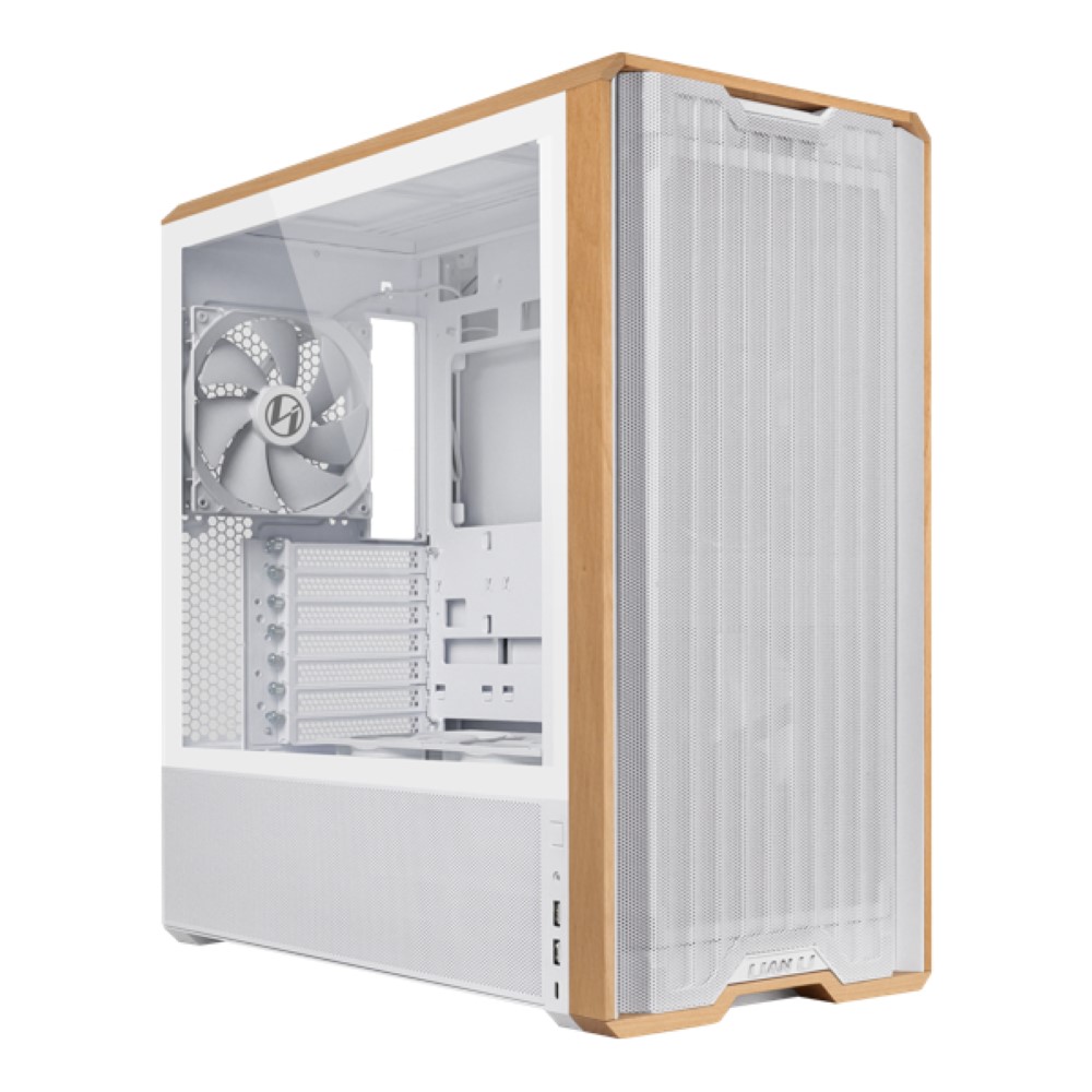 Lian Li LANCOOL 217 Genuine Walnut Wood Computer Case – White