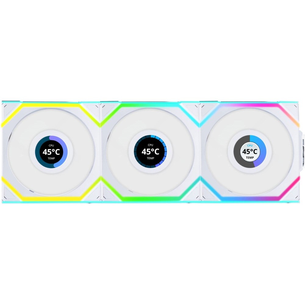 Lian Li Uni Fan SL120 Wireless LCD ARGB Case Fan White - Triple Pack