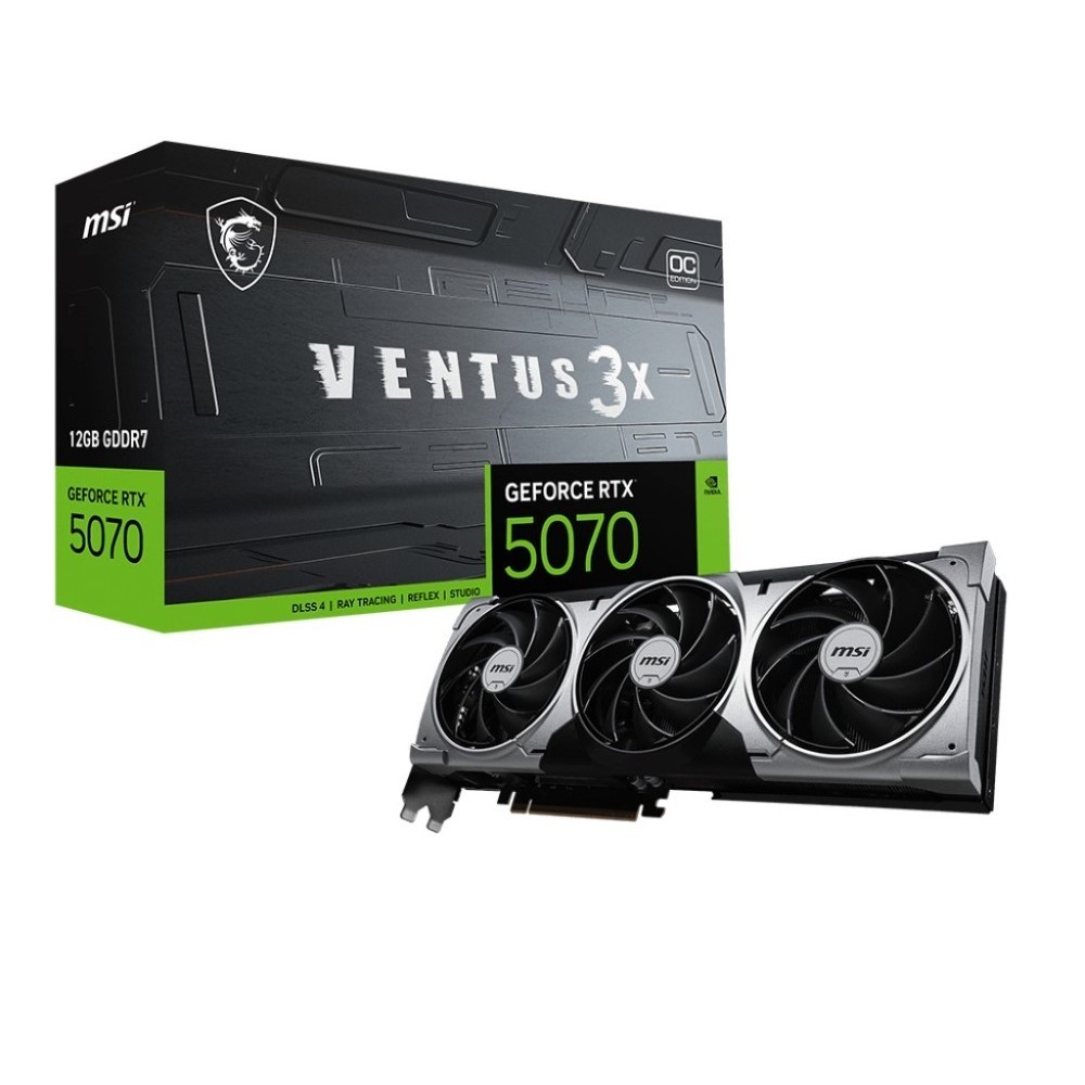 MSI GeForce RTX 5070 VENTUS 3X OC 12GB Graphics Card BLACK  