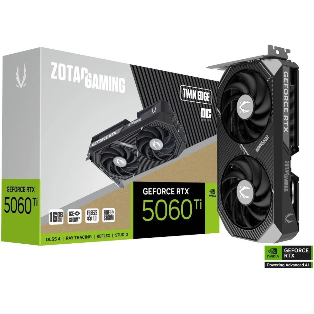 ZOTAC Twin Edge OC GeForce RTX 5060 Ti PCI Express 5.0 x8 16GB 128-Bit GDDR7 Graphics Card