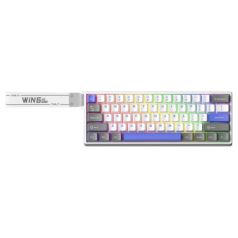 AULA WIN60HE Yougchun Magnetic Switch RT, Extreme Response, Gaming Keyboard Gray White Blue