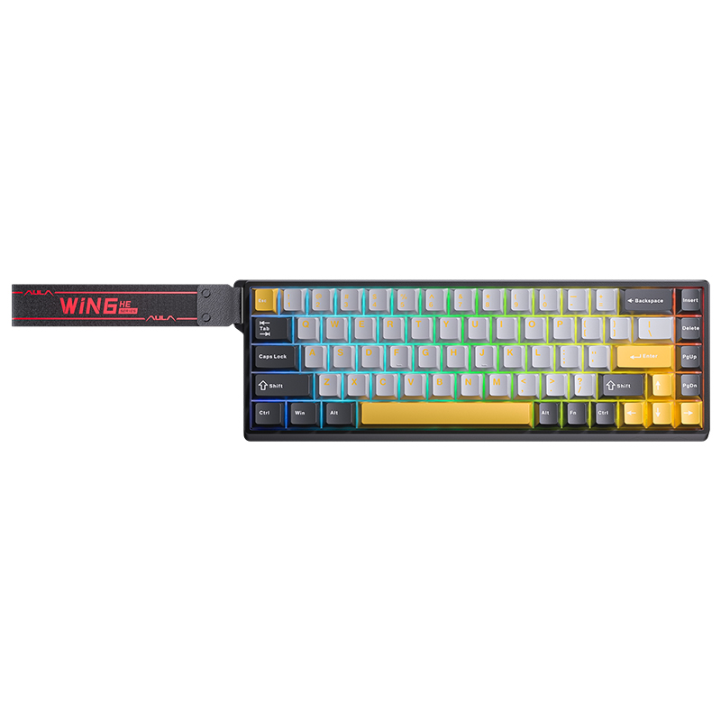AULA WIN68HE Yougchun Magnetic Switch RT, Extreme Response, Gaming Keyboard Gray Yellow Black