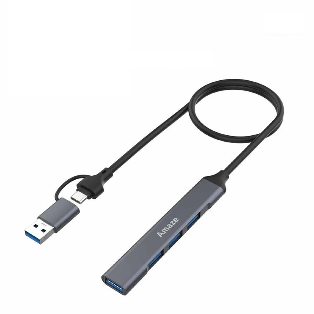 Amaze A304 Usb 3.0 + Type C to 4-Port USB 3.0 Hub Black