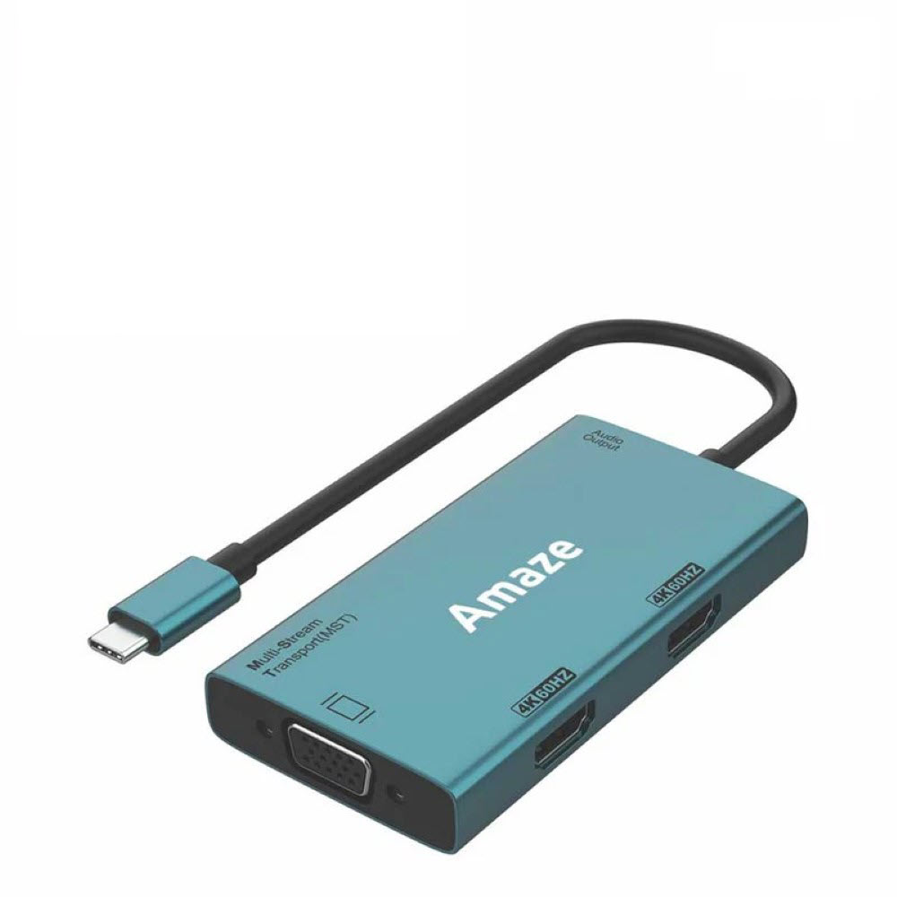 Amaze A324 Type C to Dual HDMI + VGA + Audio Hub Black