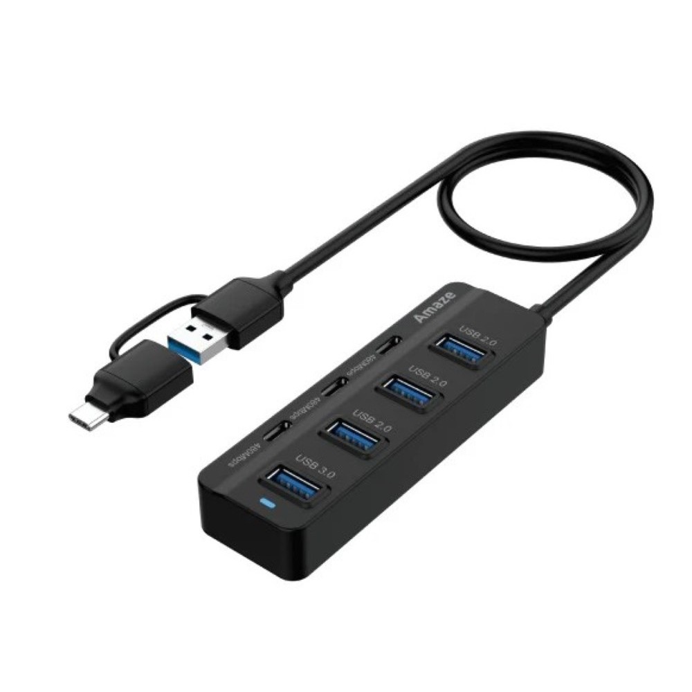 Amaze A327 Type C + USB 3.0 7 Port Hub Black