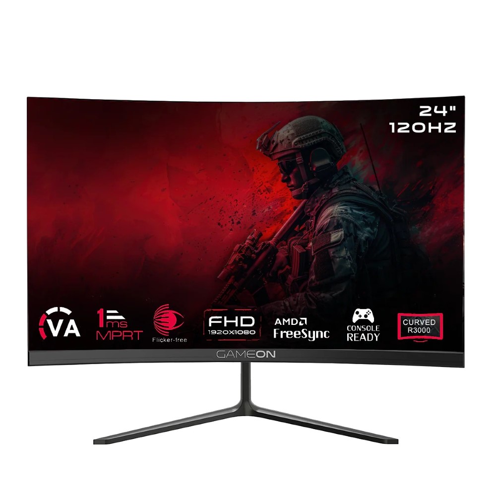 GAMEON GOC24F120VA Pro Series 24″ FHD, 120Hz, MPRT 1ms, HDMI 2.1, VA Panel Curved Gaming Monitor (Supports PS5) – Black