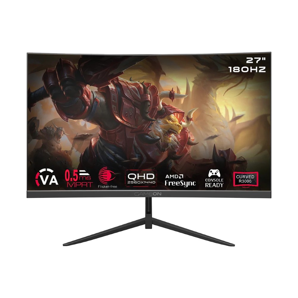 GAMEON GOC27Q180VA Curved 27″ QHD, 180Hz, MPRT 0.5ms, HDMI 2.1, VA PANEL Gaming Monitor