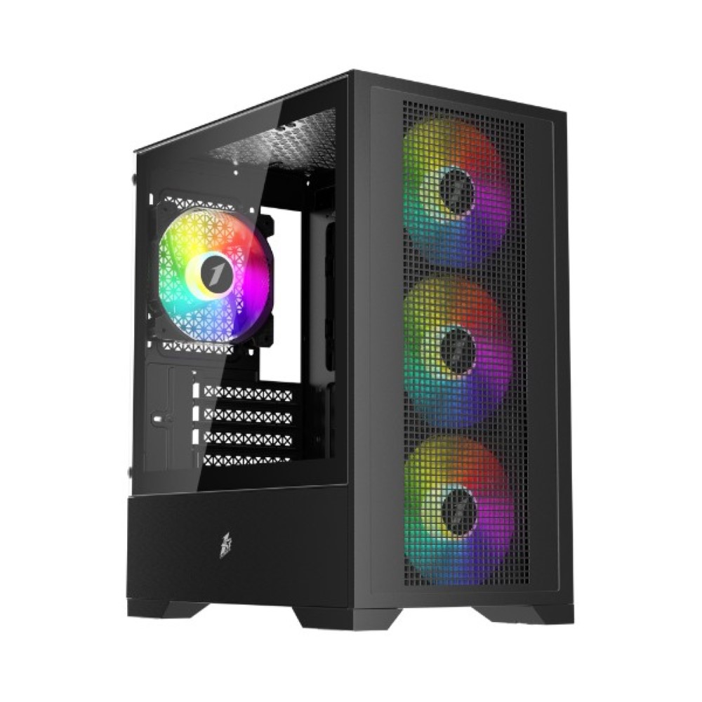 1st Player Go2 RGB Mid-Tower Micro-ATX Gaming PC Case – Black