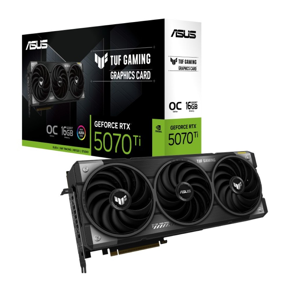ASUS TUF Gaming GeForce RTX 5070 Ti OC Edition 16GB GDDR7 TUF-RTX5070TI-O16G-GAMING PCI-Express 5.0 DLSS 4.0 Graphics Card