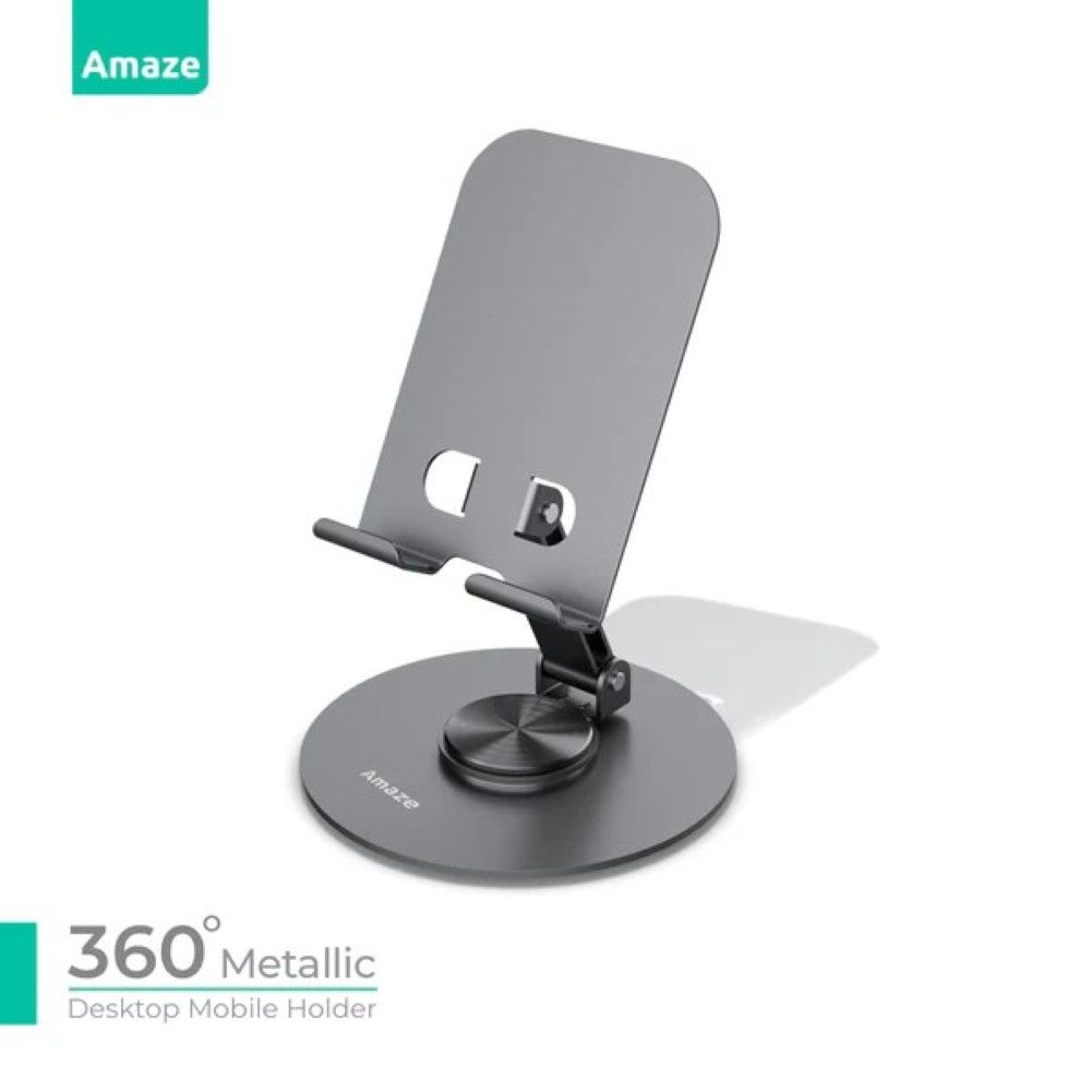 Amaze A560 360 Degree Metallic Deskop mobile Holder – Gray