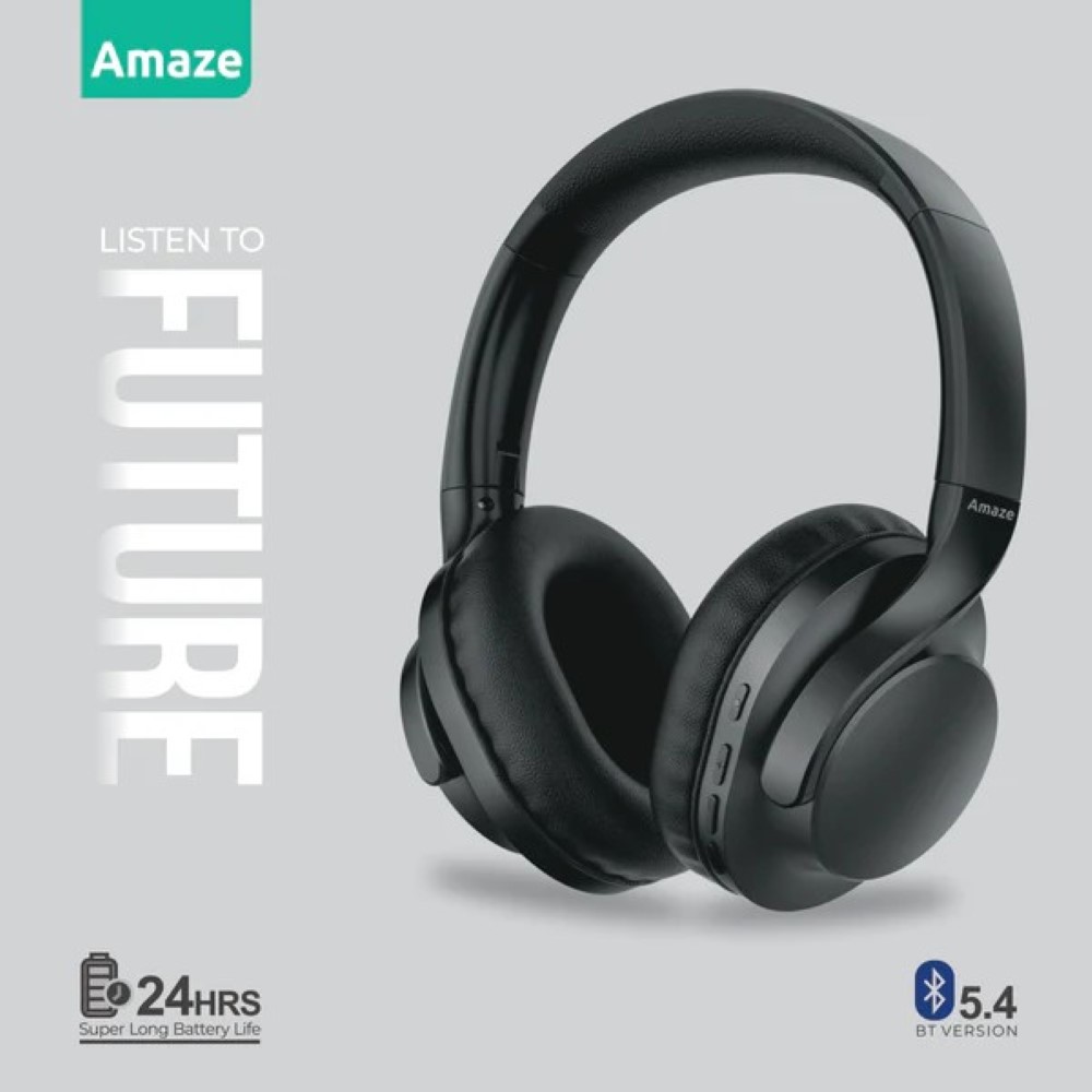 Amaze A650 Strong Base Wireless Headphone With 24hrs Time – Dark Gray