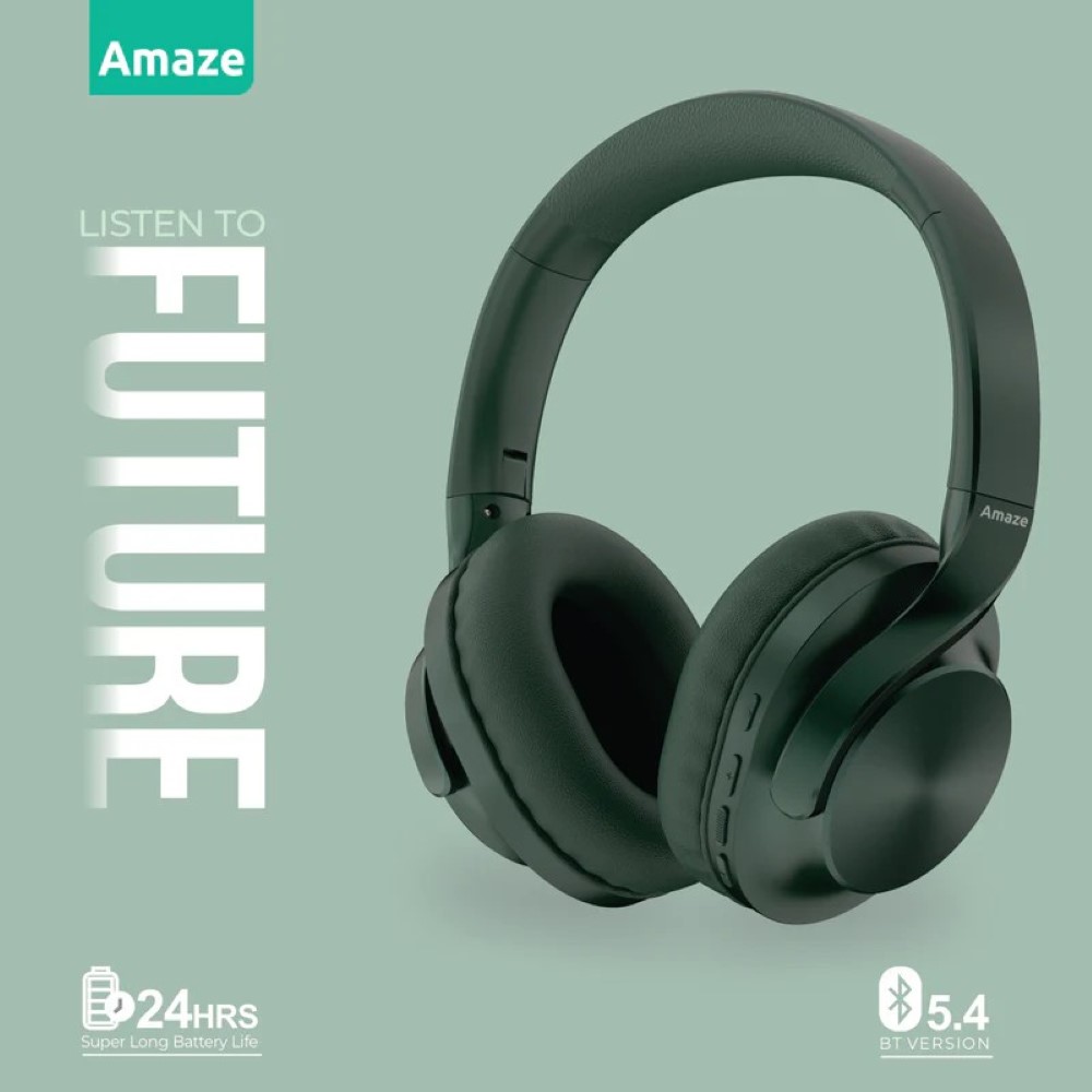 Amaze A650 Strong Base Wireless Headphone With 24hrs Time – Sea Green
