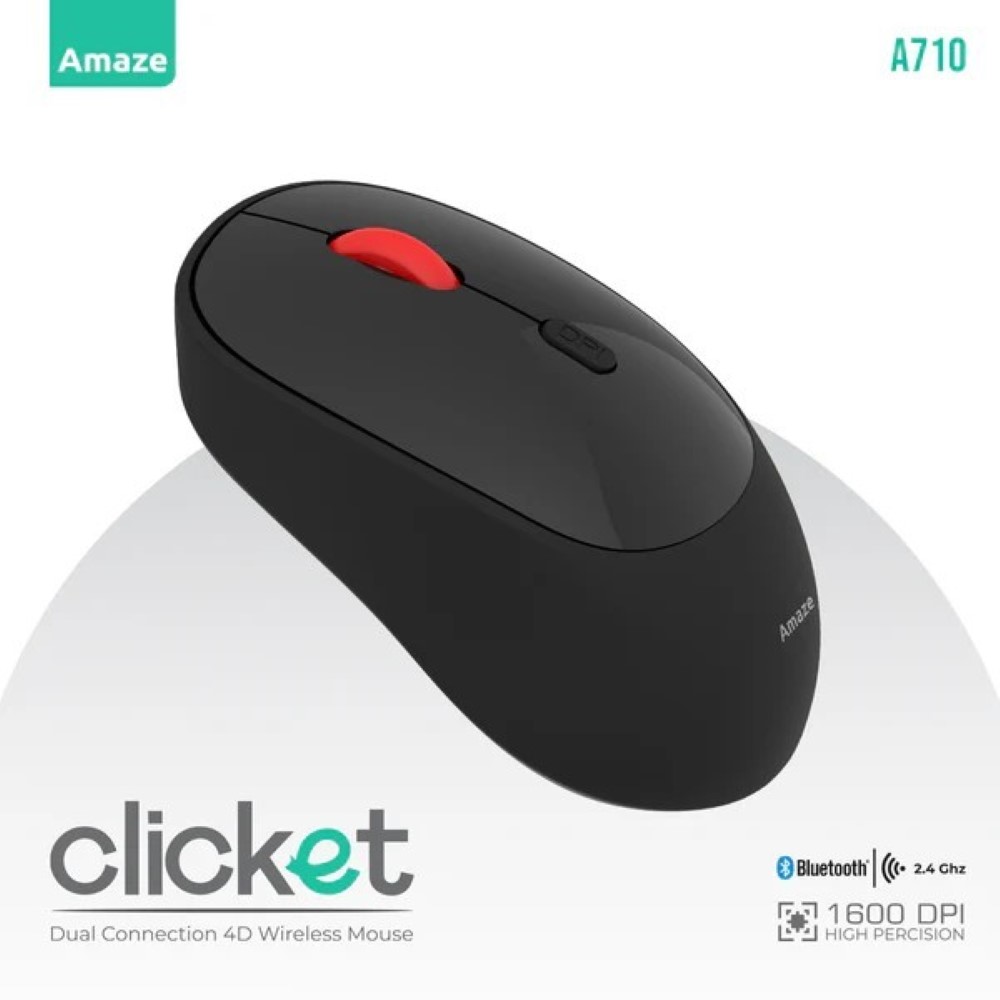 Amaze A710 Clicket Dual Wireless Mouse – Balck
