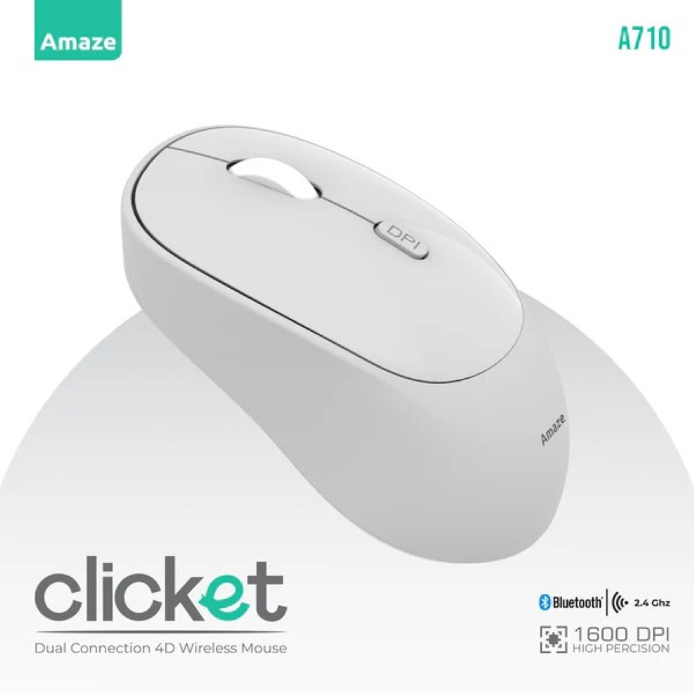 Amaze A710 Clicket Dual Wireless Mouse – White