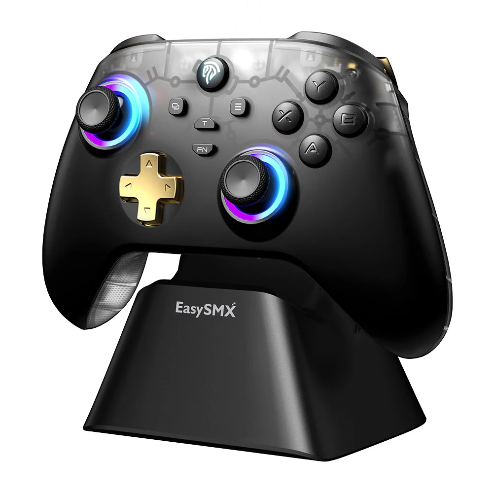 EasySMX D05 Multiplatform Gaming Controller with Charging Dock, Hall Effect Joysticks and Triggers – Black