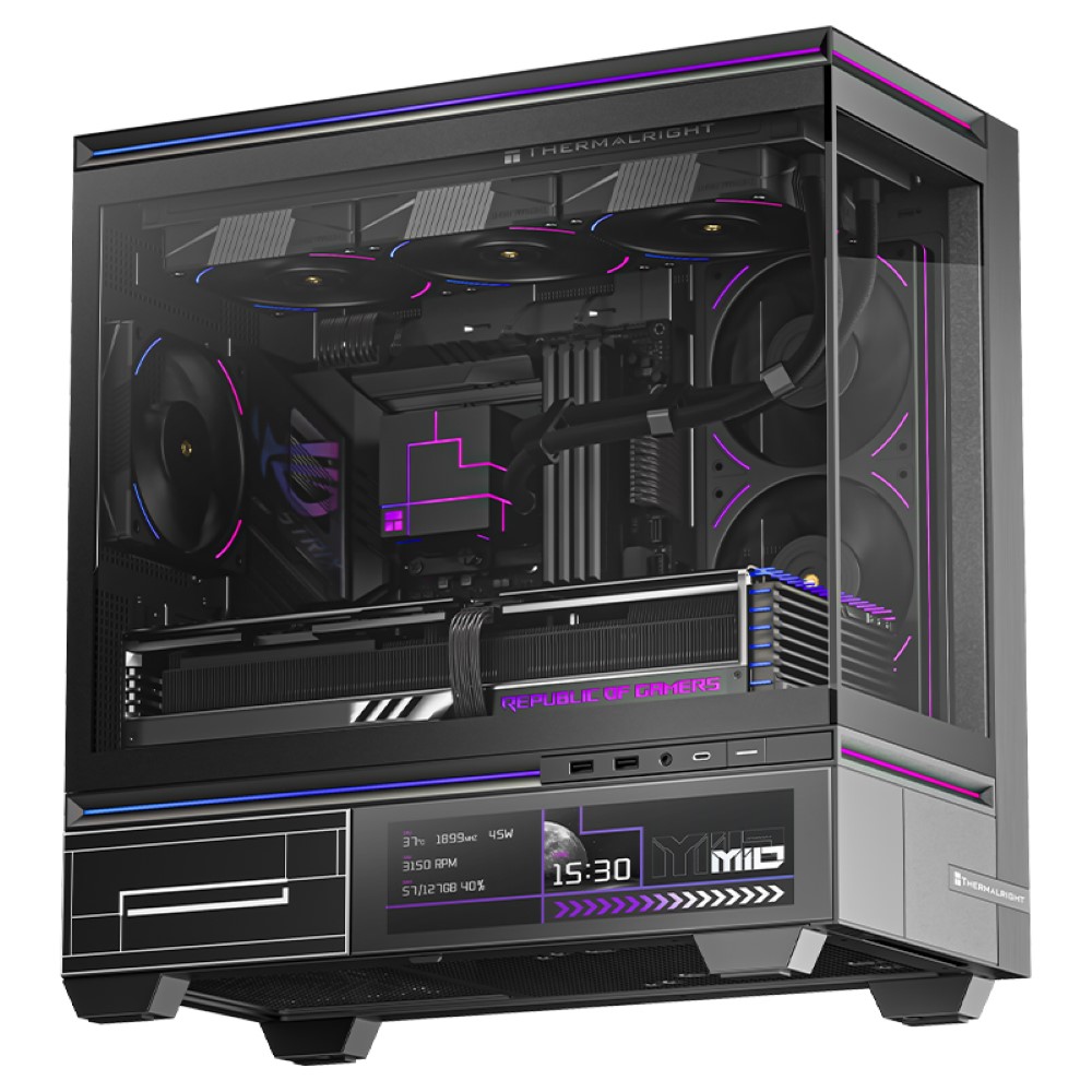 Thermalright TL-M10 Vision LCD Screen Mid-Tower Micro-ATX Gaming Case – Black With 4 Fans