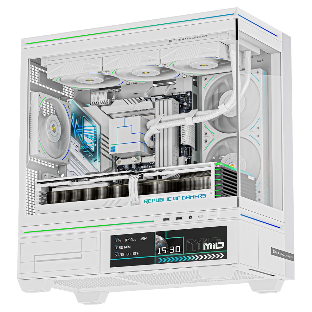 Thermalright TL-M10W Vision LCD Screen Mid-Tower Micro-ATX Gaming Case – White With 4 Fans