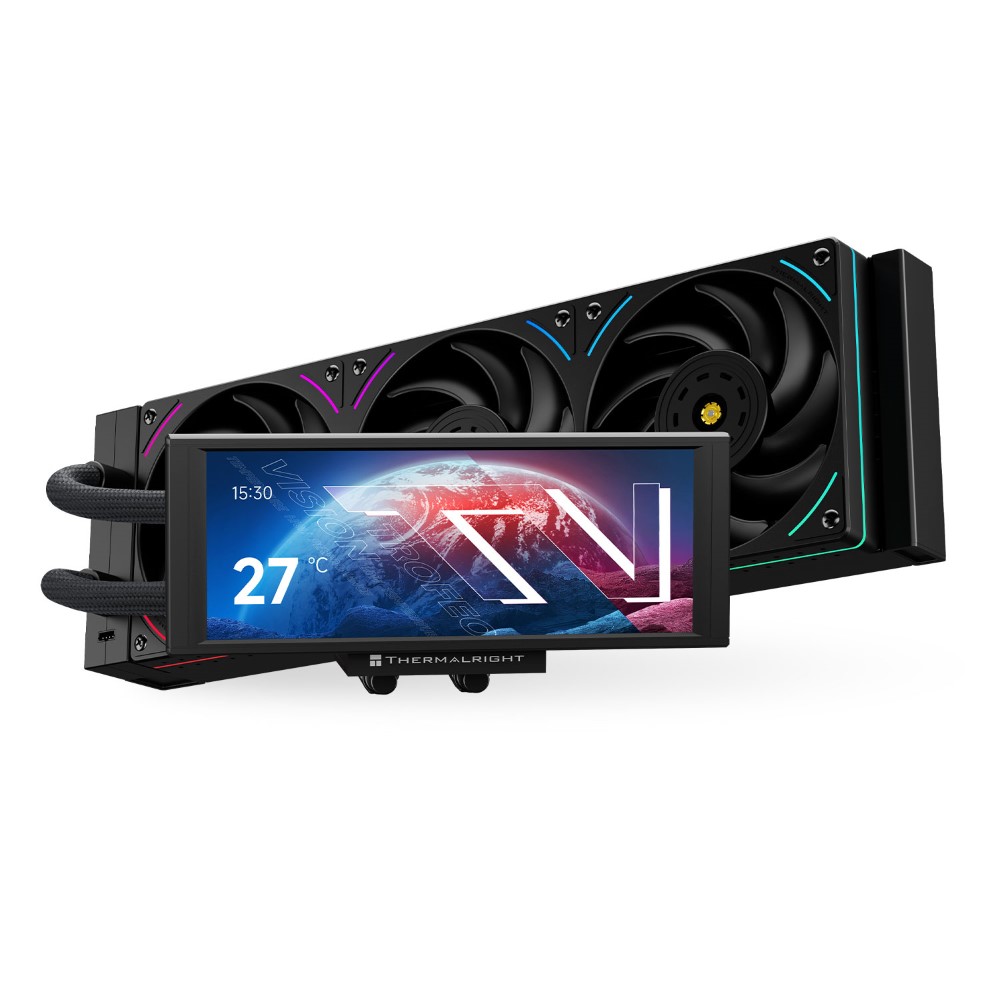 Thermalright Trofeo Vision 360 ARGB CPU AIO Cooler Black IPS LCD Screen with 1280×480 Resolution