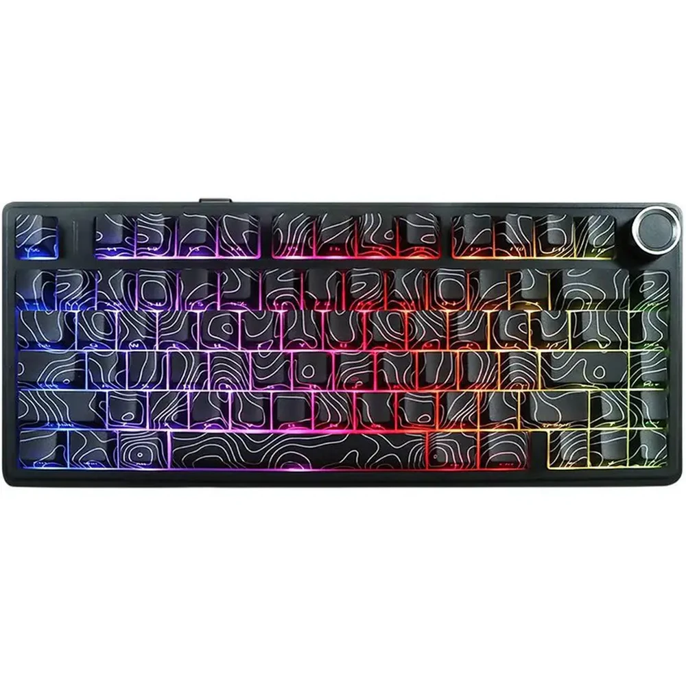 AULA F75 Gasket Mechanical Keyboard, 75% Wireless Hot Swappable Gaming Keyboard with Five-Layer Padding&Knob, Bluetooth/2.4GHz/USB-C, RGB, Black Contour Star Vector Switches (AULA NEW STOCK)