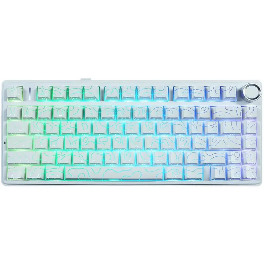 AULA F75 Gasket Mechanical Keyboard, 75% Wireless Hot Swappable Gaming Keyboard with Five-Layer Padding&Knob, Bluetooth/2.4GHz/USB-C, RGB, White Contour Contour Star Vector Switches (AULA NEW STOCK)