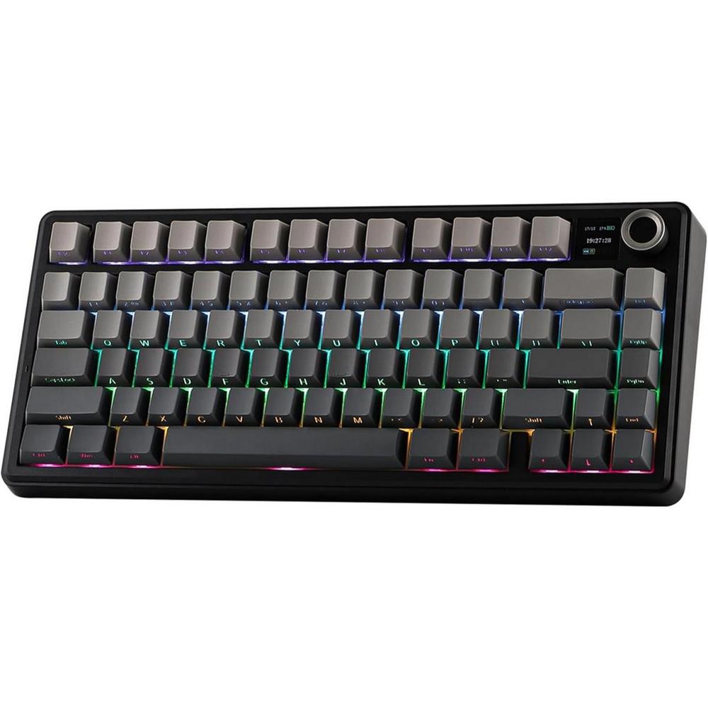 Aula F75 Max Wireless Mechanical Keyboard with TFT Screen and Knob, Gasket Gaming Keyboard in 75% Layout, Hot Swappable, RGB Backlight, for PC/Mac/Linux (Black Gradient Gray) (AULA NEW STOCK)