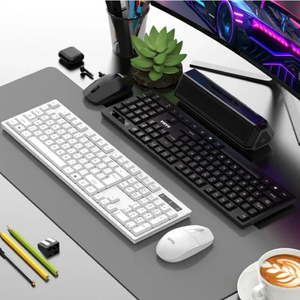 SAMA GW1500 Wireless Keyboard and Mouse Combo White