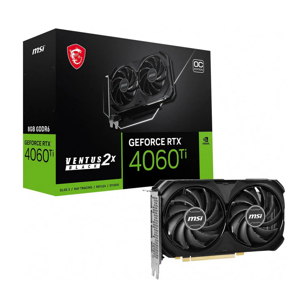 MSI Ventus GeForce RTX 4060 Ti 8GB 2X OC GDDR6 PCI Express 4.0 x8 ATX Graphics Cards