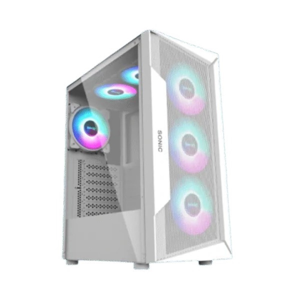 Sonic R28 ATX ARGB Gaming Case (3x ARGB Fans) – White