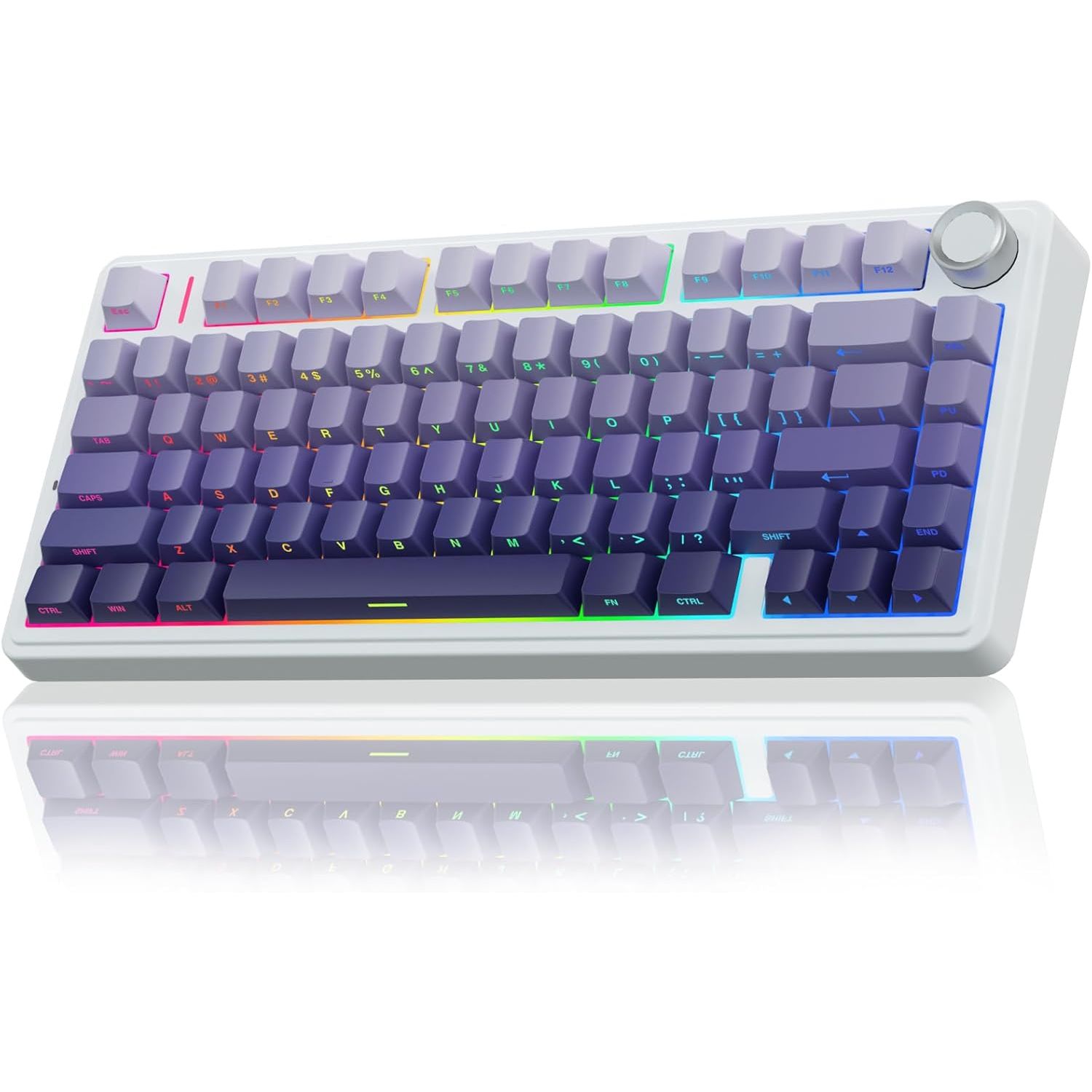 AULA F75 Pro Wireless Mechanical Keyboard,75% Gasket Hot Swappable Custom Keyboard – White Gradient Purple – Star Vector Switch (AULA NEW STOCK)