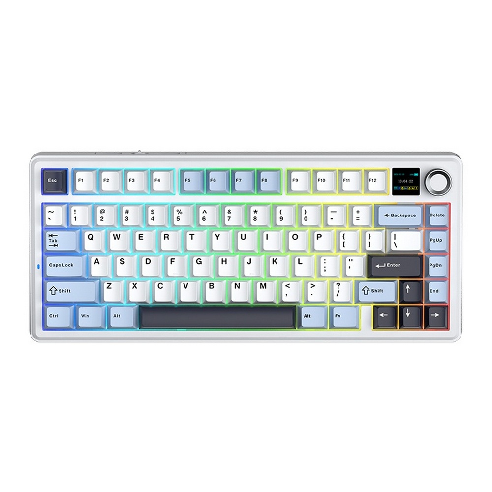 Epomaker X Aula F75 Max Wireless Mechanical Keyboard with TFT Screen and Knob, Gasket Gaming Keyboard in 75% Layout, Hot Swappable, RGB Backlight, for PC/Mac/Linux (Blue White Dark Purple) (AULA NEW STOCK)
