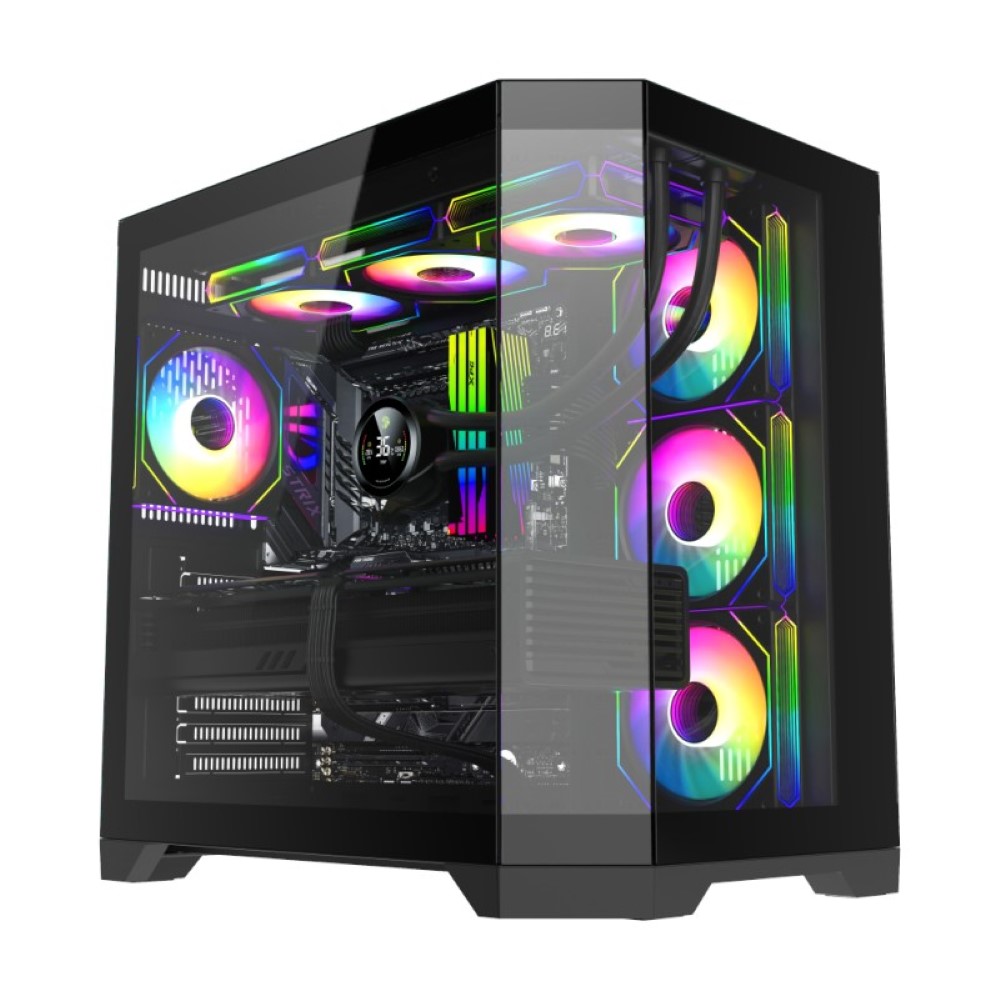 GameMax HYPE-A full viewed designed Mid Tower ATX PC Gamig Case – Black
