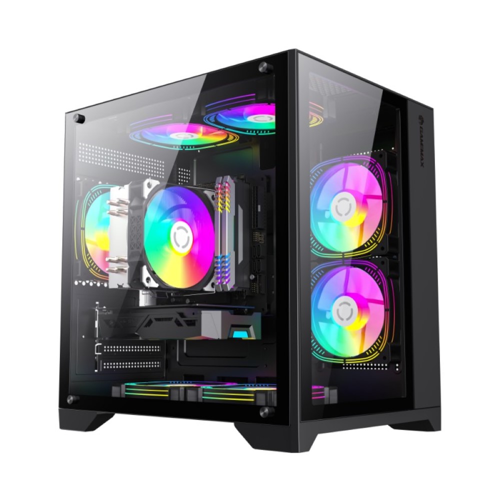 GameMax Infinity Mini Supports Fix 7 ARGB Fans 2 Tempered Glass – Black