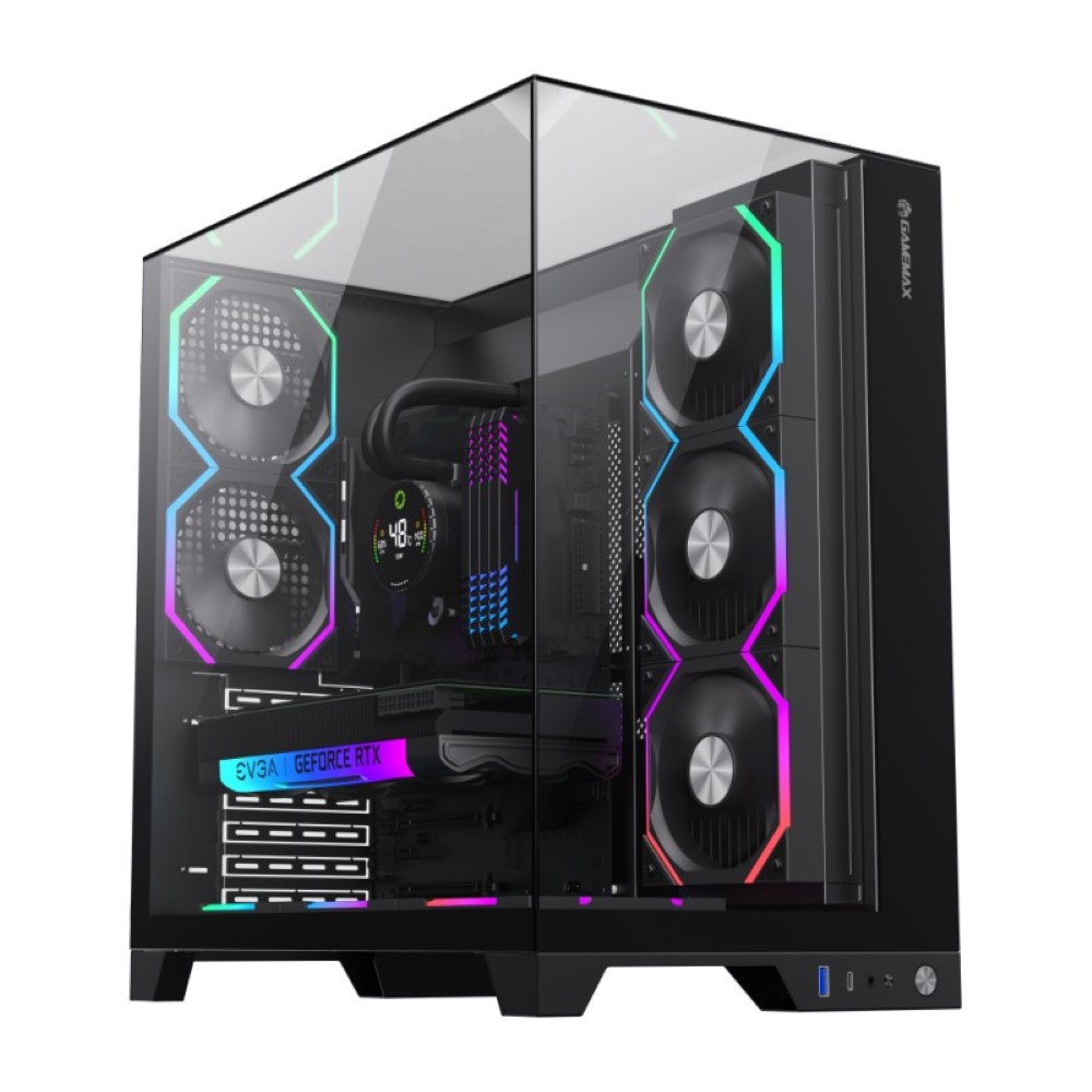 GameMax Infinity PRO Panoramic Tempered Glass Mid-Tower Gaming PC Case – Black