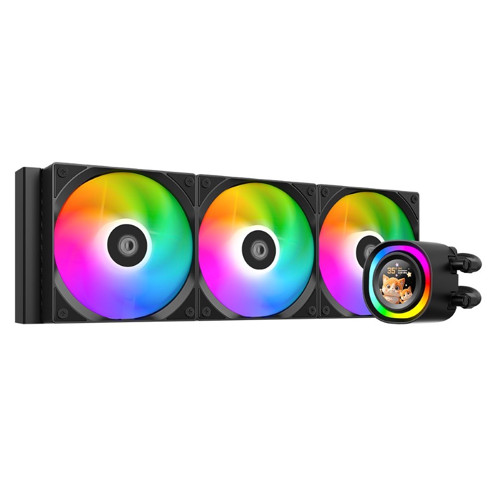 ID-COOLING FX360 LCD 360 mm AIO Liquid CPU Cooler with 1.48″ Full-Color LCD Display – Black