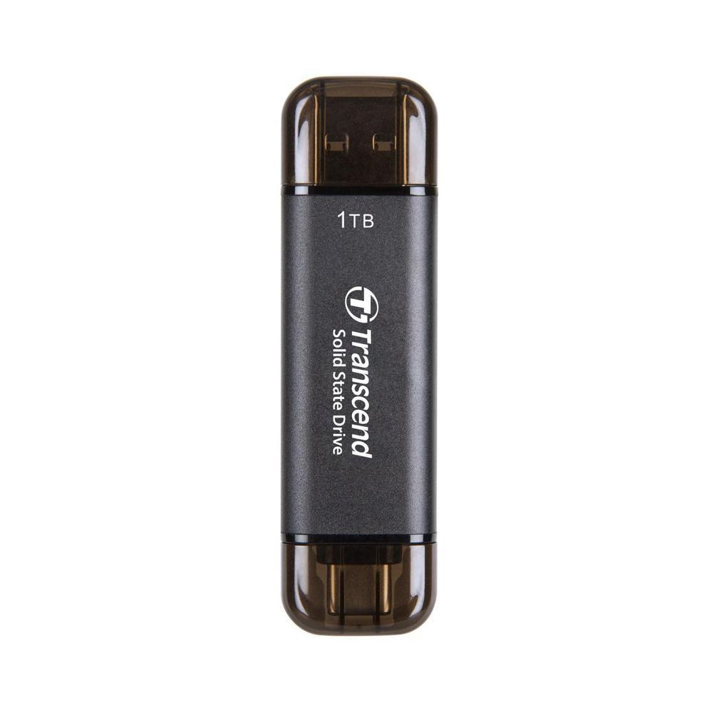 Transcend ESD310C 1TB External SSD USB 3.2 Gen2 Up to 1050 MB/s Type A and C Portable SSD with 2-in-1 Type C and Type A for iPhone iPad Android Car Audio System Sentry Mode – Iron Gray