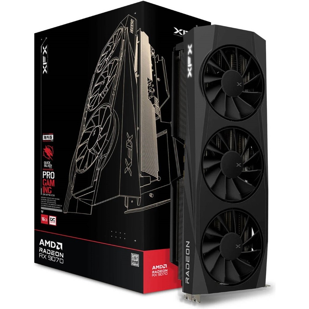 	XFX Quicksilver AMD Radeon RX 9070 OC Gaming Edition Graphics Card with 16GB GDDR6 HDMI 3xDP, AMD RDNA 4