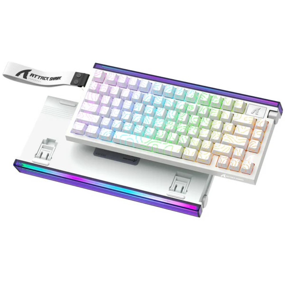 ATTACK SHARK R85 HE Rapid Trigger Keyboard Magnetic Switch with Custom Lightbox – White Contours