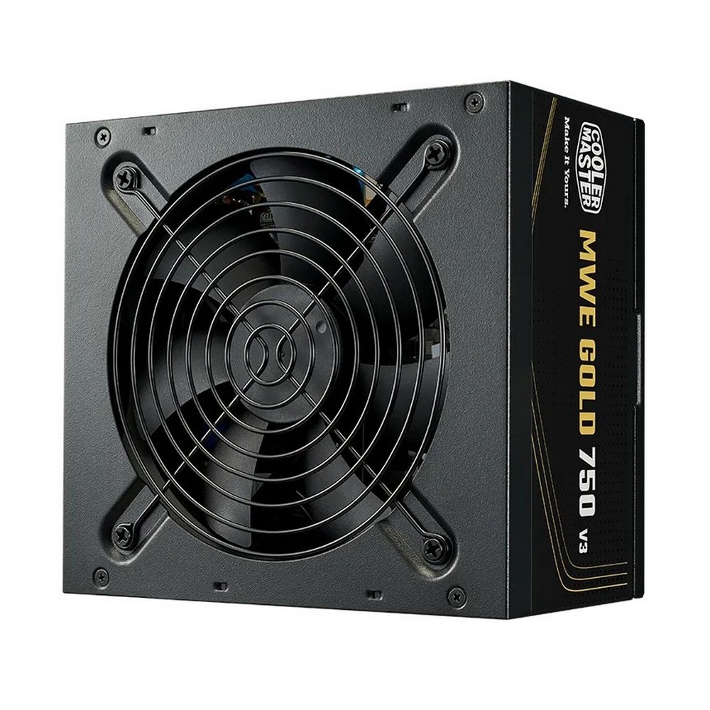 Cooler Master MWE Gold 750 V3 Non-Modular PSU, 750W, 80 Plus Gold, ATX 3.1, Zero RPM Mode