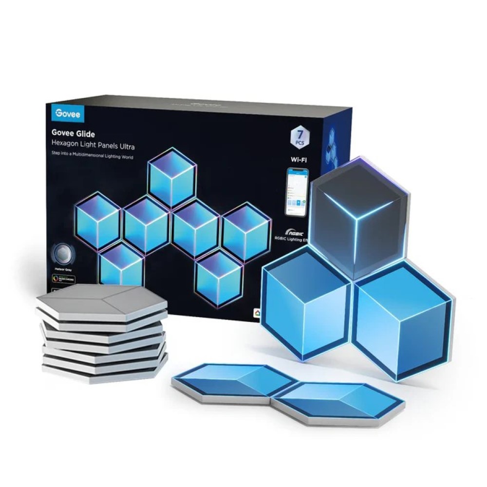 Govee Glide Hexagon Light Panels Ultra  H606A 7 Pack Meteor Gray