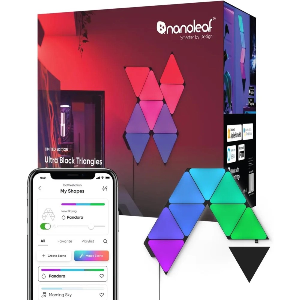 Nanoleaf Shapes Black Triangle LED Wall Lights (9-Pack Smarter Kit)